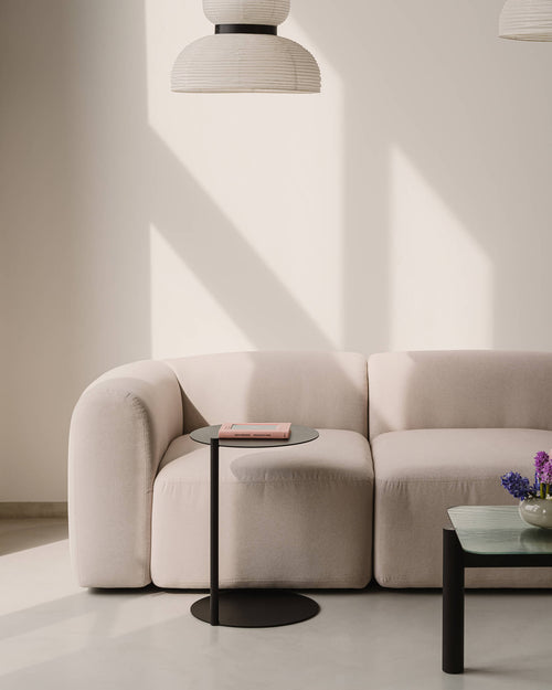 noo.ma Flom 2-zits bank - Fog Grey, zachte bekleding, modern design
