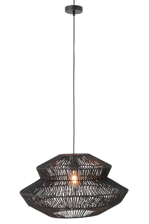J-Line hanglamp Touw - metaal - zwart - small