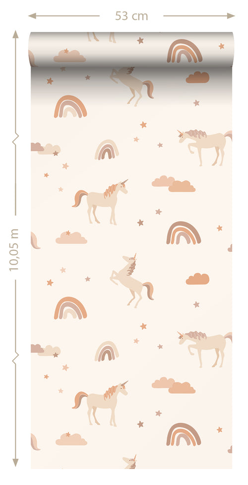ESTAhome behang unicorns beige en licht terracotta - 50 x 900 cm - 131435 - vtwonen shop