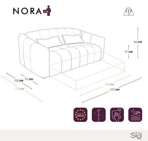 Sia Home - Rechte slaapbanken NORA - Bouclette stof - Donker antraciet - 225cm - vtwonen shop