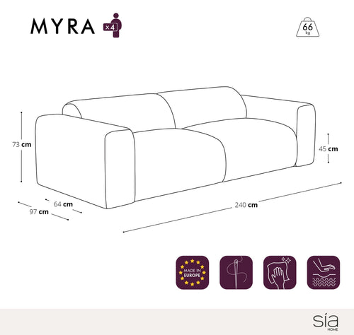 Sia Home - 4-zitsbanken MYRA - Geweven stof - Olijfgroen - 240cm - vtwonen shop