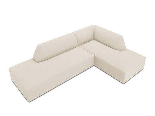 Micadoni - Rechter hoekbank "Ruby" 4 zitplaatsen, ribfluwelen, lichtbeige - 180x273x69cm