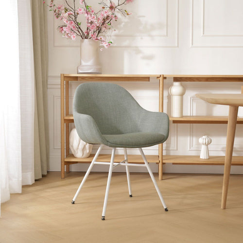 Nolon Noa-Mae Eetkamerstoel Saliegroen - Armleuning - Witte Poten - vtwonen shop