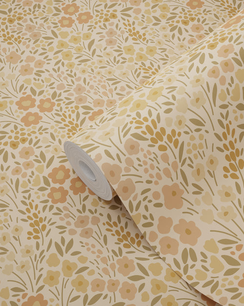 ESTAhome behang bloemetjes okergeel - 50 x 900 cm - 131459 - vtwonen shop