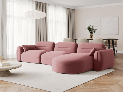 Cosmopolitan Design Modulaire hoekbank rechts Sydney 4-zits, flueel, zalm - 165x320x70cm