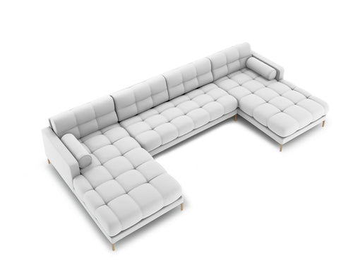 Cosmopolitan Design Panoramische bank Bali 7-zits, structurele stof, lichtgrijs - 185x383x75cm