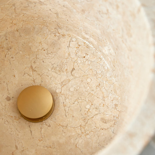 Tikamoon Staande marmeren wastafel in cream ∅ 40 cm - Beige