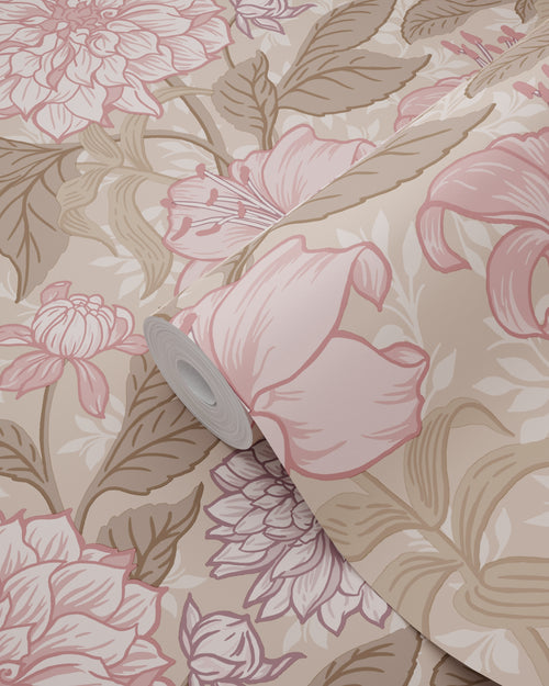 ESTAhome behang vintage bloemen licht mauve paars - 50 x 900 cm - 131849