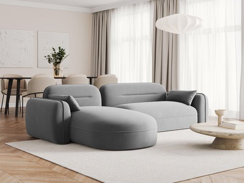Cosmopolitan Design Modulaire hoekbank links Sydney 4-zits, flueel, lichtgrijs - 165x275x70cm