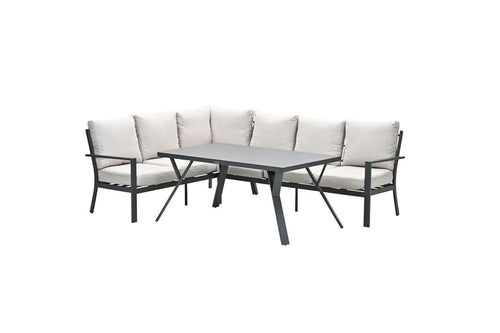 Sergio lounge-diningset - 3-delig - links - carbon black - desert sand - vtwonen shop