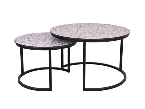 MaximaVida ronde salontafel set Lucca XL 75 en 58 cm - HPL terrazzo look - vtwonen shop