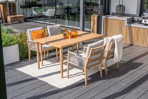 Sardinia dining fauteuil - light teaklook - TPU rope sand -  dark sand - vtwonen shop