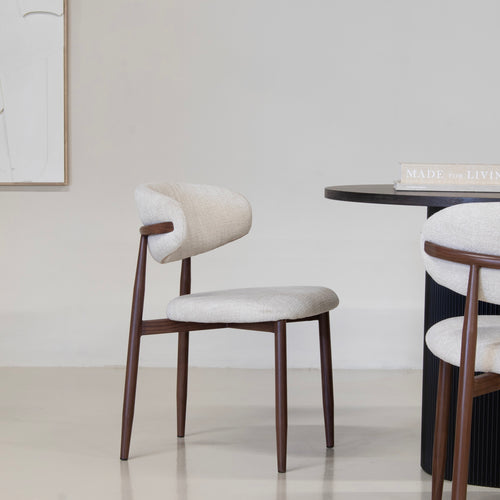 Giga Meubel Eetkamerstoel Alexia - Beige/Walnoot - Set van 2 - vtwonen shop