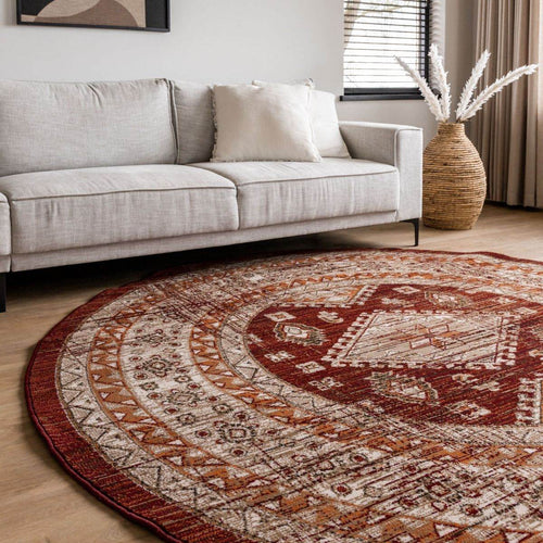Interieur05 vintage vloerkleed Aila - oranje - Ø 190 cm
