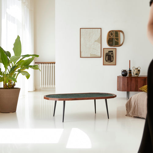 Tikamoon Massief palissander en marmeren salontafel - Bruin - vtwonen shop