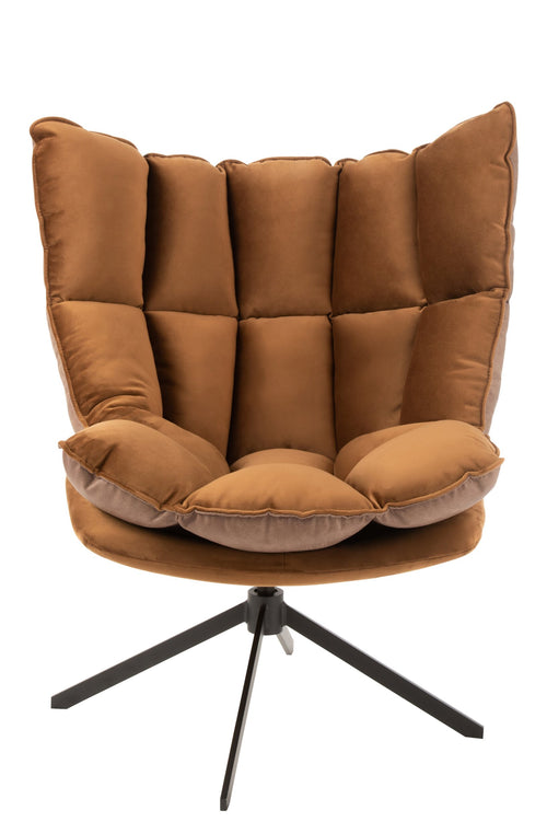 J-Line stoel Relax Kussen Op Frame - textiel/metaal - bruin