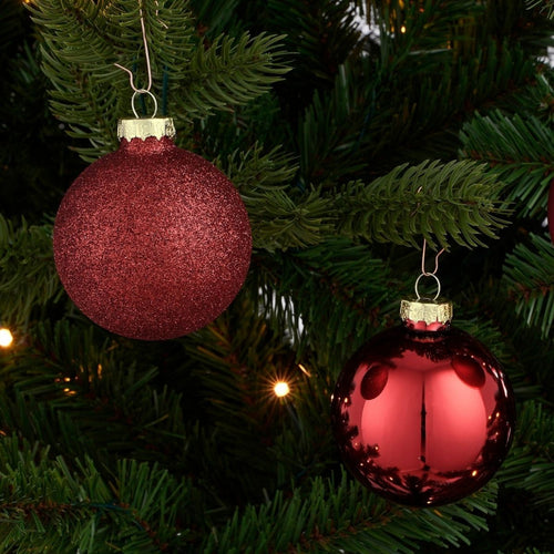 Mica Decorations Kerstballen - 26 Stuks - Ø7 cm - Glazen Ballen voor de Kerstboom en Kerstversiering - Met Piek voor de Top - Glimmende en Glitter