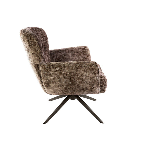 Giga Meubel Fauteuil Forza Hoven Champagne/Bruin – Draaibaar – Polyester – 75x79x83 cm