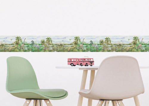 Sanders & Sanders zelfklevende behangrand dinosaurussen groen - 500 x 13.8 cm - 601323