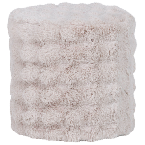 WOOOD poef hoog Olven - Fluffy Stof - Naturel - 46x46x46 - vtwonen shop