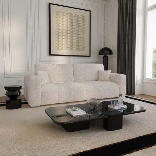 Premium Interiors - Slaapbank met opbergruimte VIBE - bouclé-stof crème 247cm