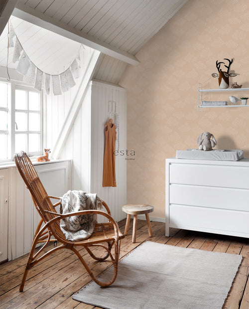 ESTAhome behang wolkjes licht terracotta - 50 x 900 cm - 139518