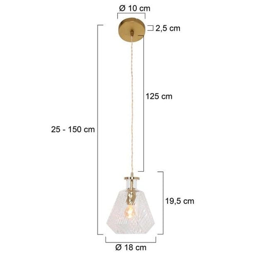 Mexlite hanglamp Grazio - 1 lichts - 18x 150 cm - mat-goud - vtwonen shop