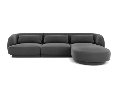 Cosmopolitan Design rechter hoekbank Tulum 4-zits, flueel, grijs - 156x255x70cm