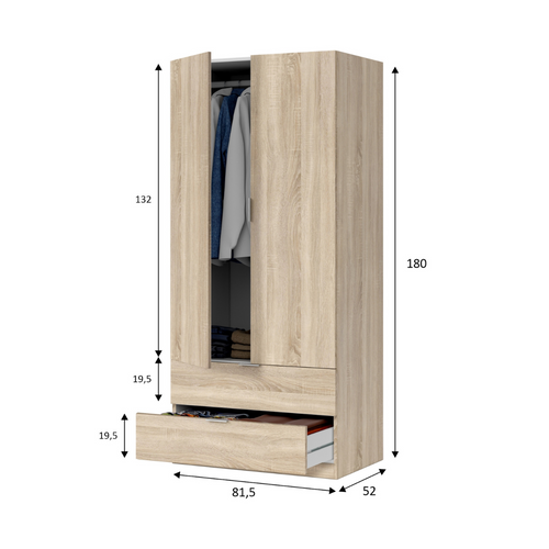 Calicosy - Kast DARION - licht hout 52x81,2x180 cm