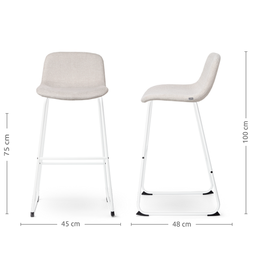 Nolon Nino-Mats Barkruk Beige - Wit Onderstel - 75 cm