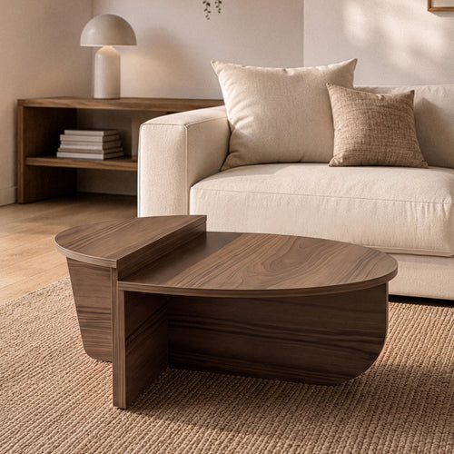 Calicosy - ORION Set van 2 salontafels - Licht hout - 90x90x35 cm