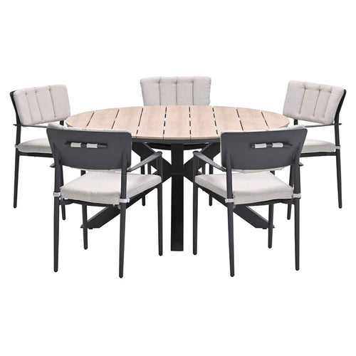 Garden Impressions tuinset Dane - Tulli - donker grijs - Ø148x75 cm - 6-delig