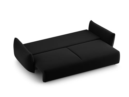 Cosmopolitan Design Slaapbank met opbergdoos Matera 3-zits, flueel zwart - 108x240x86cm