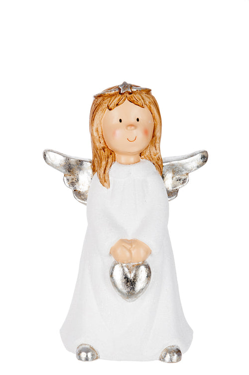 J-Line figuur Kind Engel - polyresin - wit/zilver - medium - vtwonen shop