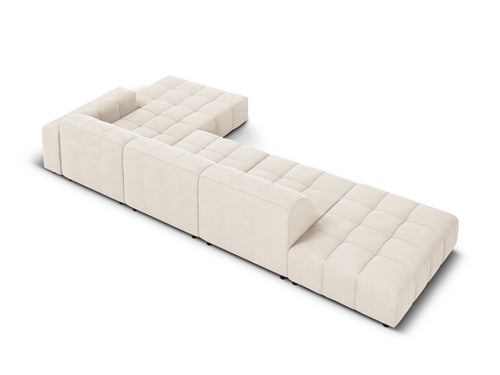 Cosmopolitan Design rechter hoekbank Chicago 5-zits, flueel lichtbeige - 167x348x78cm