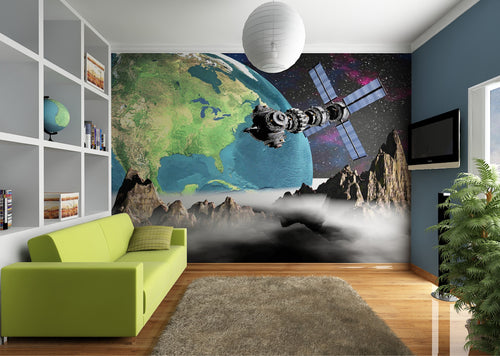 Sanders & Sanders fotobehang ruimte blauw, groen en bruin - 360 x 254 cm - 600368