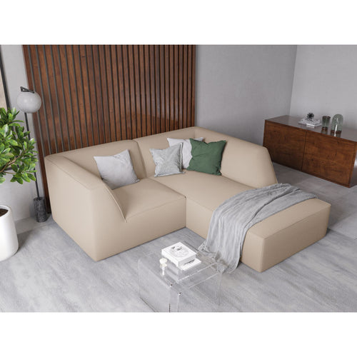 Cosmopolitan Design - Modulaire hoekbank rechts Siena 3-zits, structurele stof beige - 180x186x69cm