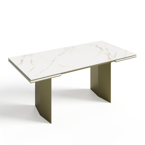 Sia Home - Uitschuifbare tafels ROSE - Keramiek - Carrara wit en goud - 180cm