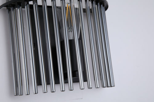 Searchlight wandlamp Swizzle - 1 lichts - 12.5  x 26   cm - zwart rookglas