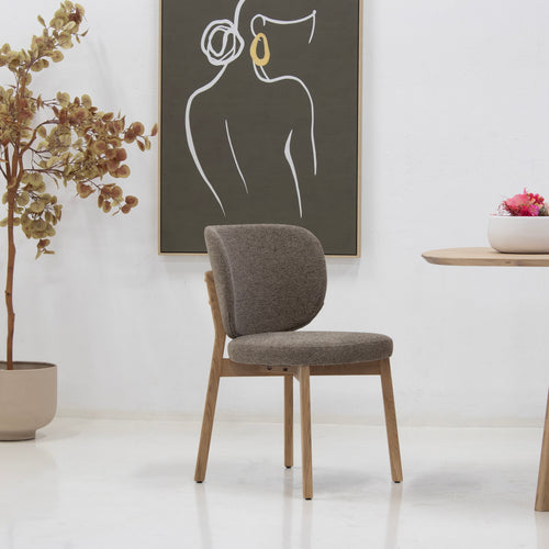 DÉJA Living Eetkamerstoel Nobu - Taupe/Naturel Eiken - Set van 2 - vtwonen shop