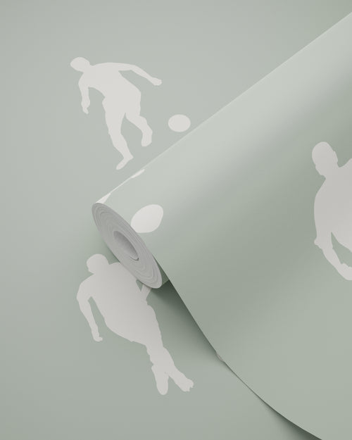ESTAhome behang voetbalspelers vergrijsd mintgroen - 53 cm x 10.05 m - 139505