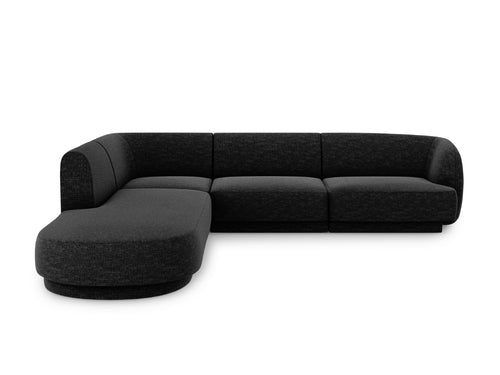 Micadoni linker hoekbank Miley 6-zits, chenille, zwart - 248x255x70cm