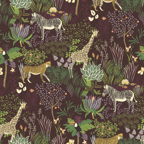 Sanders & Sanders fotobehang jungle dieren groen en aubergine paars - 424 x 280 cm - 640888