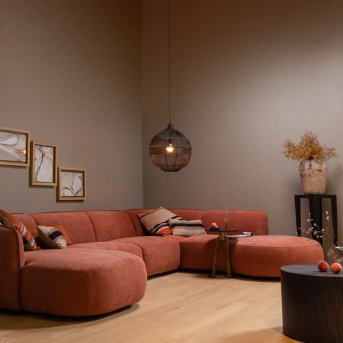 WOOOD bank rechts Polly - Polyester - Roze - 71x353x150/245