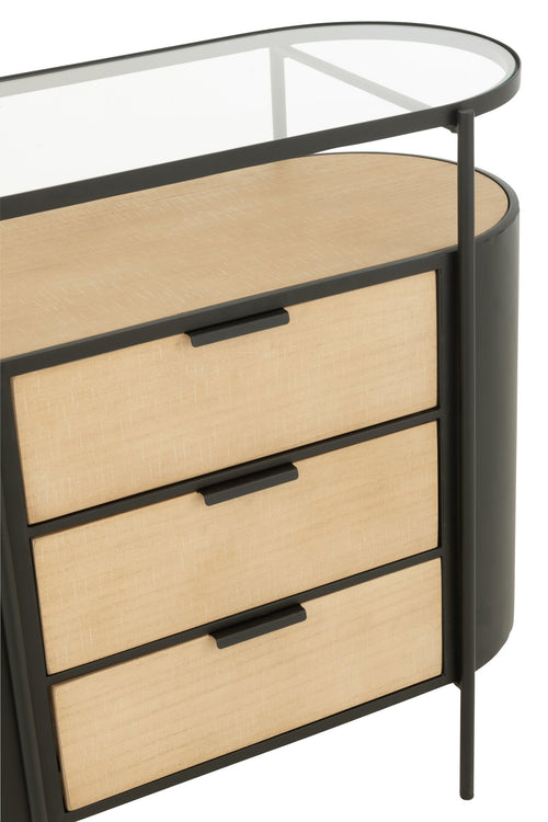 J-Line kast Avy - ijzer - naturel/zwart