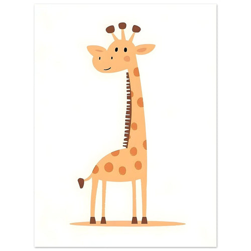 Artfulprints Poster Kleine giraffe   - 30x40 cm - Geel