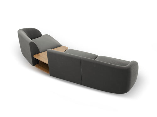 Micadoni Rechte modulaire bank Miley 3-zits, flueel, lichtgrijs - 126x303x70cm