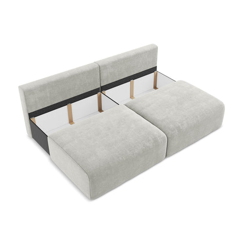 LaMiaSofa 3-zits slaapbank Ostia - chenille stof - lichtgrijs - 216x102x79