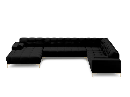 Cosmopolitan Design Panoramische hoekbank rechts Bali 7-zits, structurele stof, zwart - 256x327x75cm