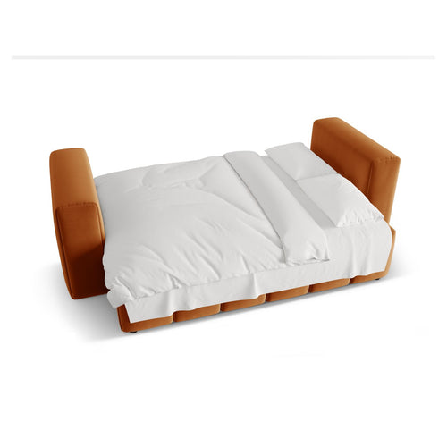 Cosmopolitan Design - Slaapbank met opbergdoos Verona 3-zits, flueel terracotta - 98x252x85cm